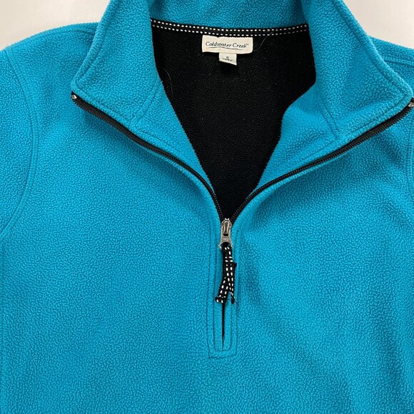 Coldwater Creek Fleece Jacket Women's Small Size 8 1/4 Zip Teal Slip Pockets - Picture 4 of 6